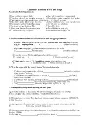 English Worksheet: If-clauses-  Form and usage