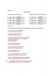 English Worksheet: VERB TO BE