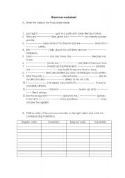 English worksheet: past simple tense