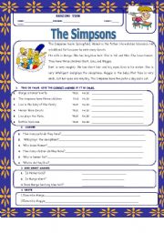 English Worksheet: the simpsons