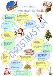 English Worksheet: CHRISTMAS JOKES AND RIDDLES