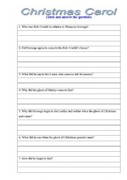 English Worksheet: Christmas Carol listening activities