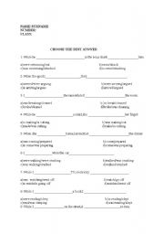 English Worksheet: when/while multiple choice quiz