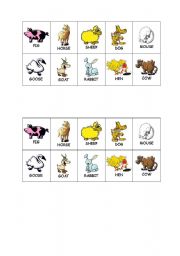 English worksheet: PARTNER GAME ABOUT FARM ANIMALS (2 PAGES)