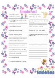 English Worksheet: SIMPLE PAST EXERCISES