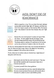 English Worksheet: AIDS: DONT DIE OF IGNORANCE