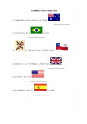 English Worksheet: countries ans nationalities