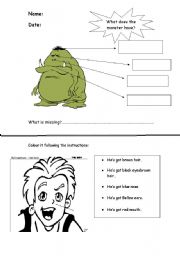 English worksheet: monster