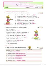 English Worksheet: The KEY for the GRAMMAR TEST