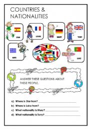 English Worksheet: COUNTRIES AND NATIONALITIES