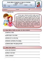 English Worksheet: MEET CHARLOTTE