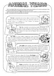 English Worksheet: Animal Years