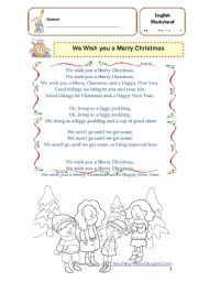 English Worksheet: We Wish you a Merry Christmas