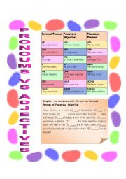 English Worksheet: Personal/ possessive pronouns vs Possessive Adjectives