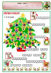 English Worksheet: CHRISTMAS PUZZLE - PAGE 1