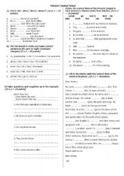 English Worksheet: SIMPLE PRESENT TENSE QUIZ