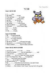 English Worksheet: To be - present and past 