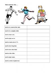 English Worksheet: Find someone who used to...