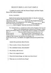 English Worksheet: present simple past simple