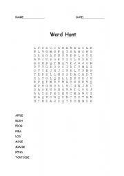 English worksheet: word hunt