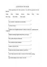 English Worksheet: question words
