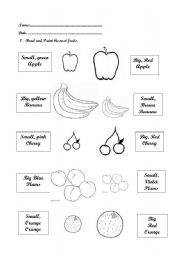 English Worksheet: big and small