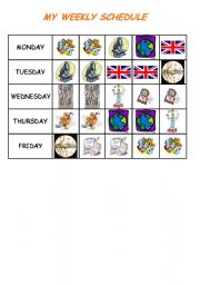 English Worksheet: MY WEEKLY SCHEDULE