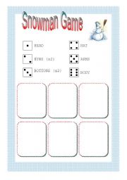 English Worksheet: Snowman Christmas Game