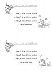 English Worksheet: ten little indians