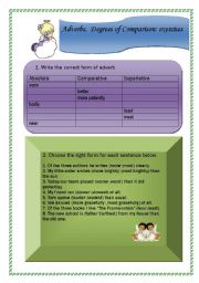 English Worksheet: Adverbs. Degrees of Comparison: exercises 