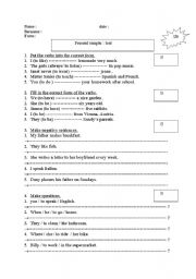 present simple - present continuous : test