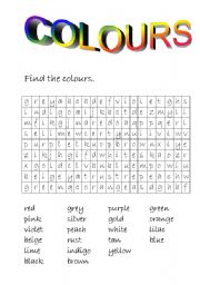 English Worksheet: colours