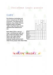 English Worksheet: Christmas logic puzzle