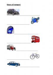 English worksheet: means of transport