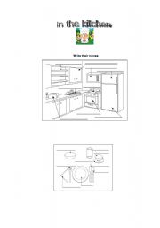 English Worksheet: in the kitchen