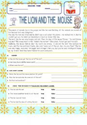 English Worksheet: THE LION AND THE MOUSE