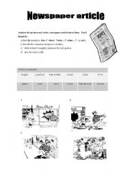 English Worksheet: Writing a newspaper article