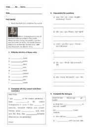 English Worksheet: Simple Past 