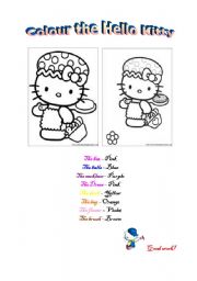 English Worksheet: Colour the Hello Kitty