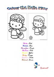 English worksheet: Colour the Hello Kitty