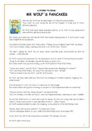 English Worksheet: A story for storytelling: Mr Wolfs pancakes