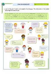 English Worksheet: Countries and Nationality adjectives using the verb To Be