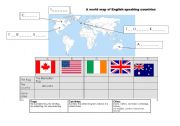 English Worksheet: a world map of English speaking countries