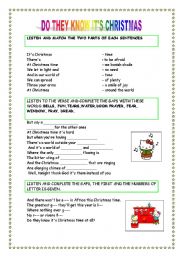 English Worksheet: DO THEY KNOW ITS CHRISTMAS SONG?