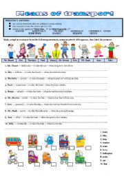 English Worksheet: MEANS OF TRANSPORTS