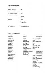 English worksheet: Talk about yourself