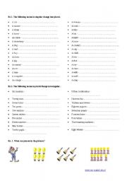 English Worksheet: PLURALS