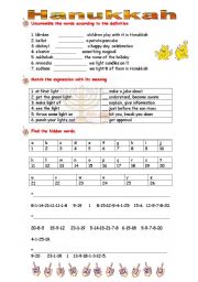 English Worksheet: Hanukkah (2 pages)