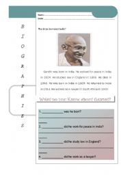 English Worksheet: biography