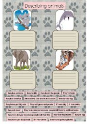 English Worksheet: Describing animals